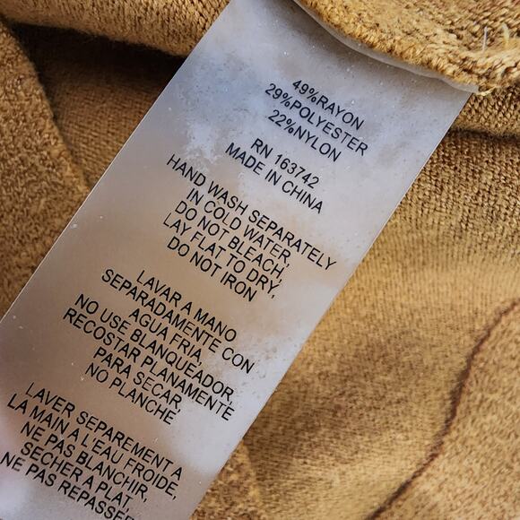 Milano Sweater Womens Medium Pullover Embroidered Floral Dolman Sleeve Mustard - Picture 9 of 9